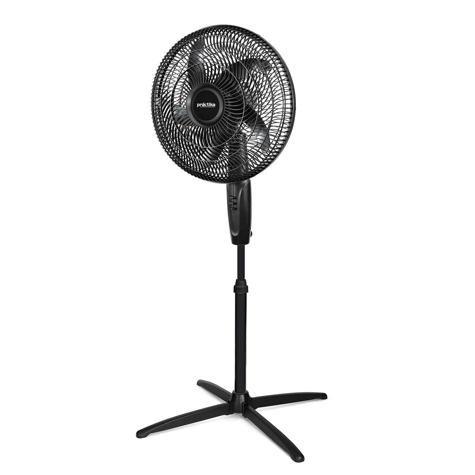 Practika 16” Pedestal Fan, Quiet Oscillating Standing Fan for Bedroom & Living Room, 3 Speeds, Adjustable Height, Easy Assembly