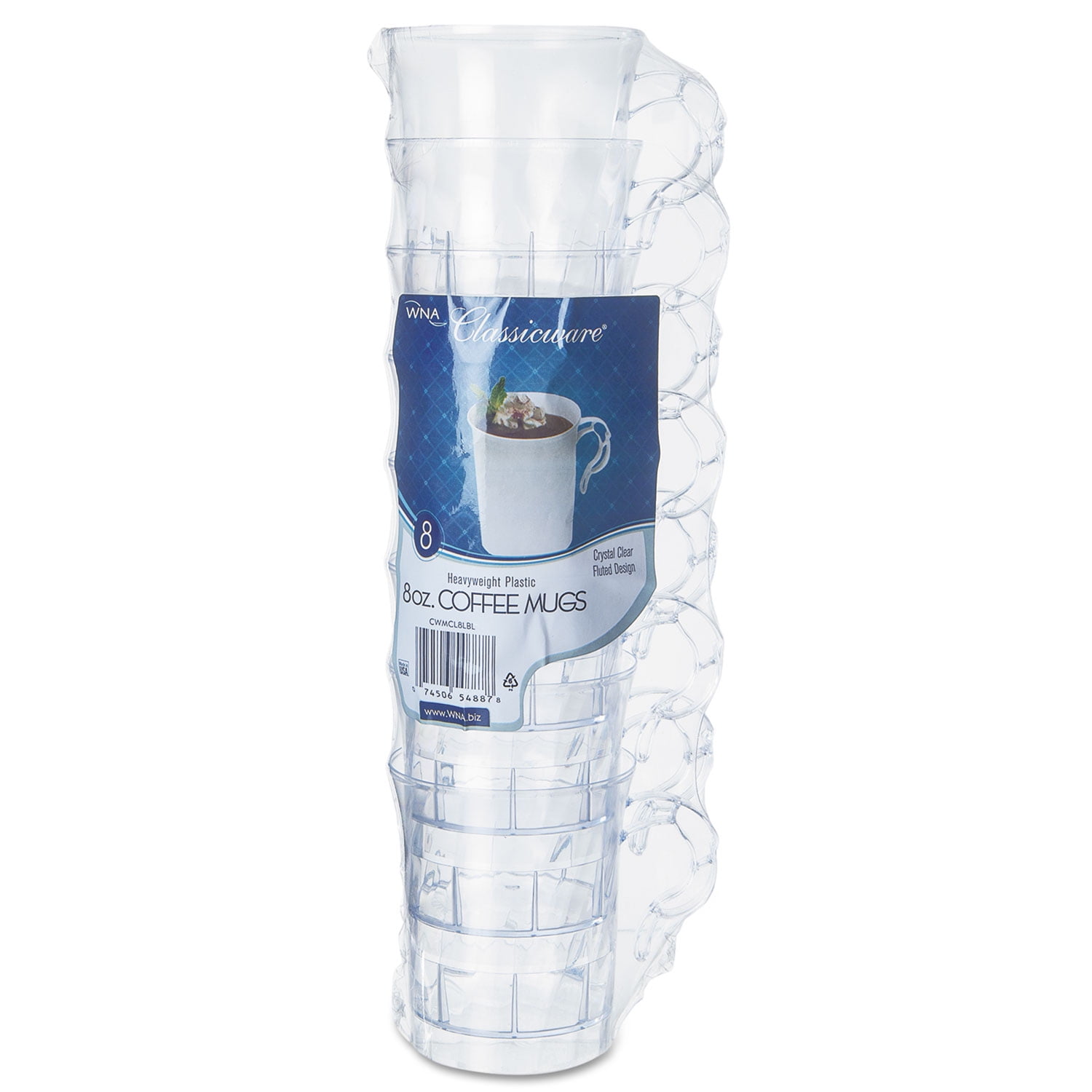 Classicware Plastic Coffee Mugs, 8 oz., Clear, 8 Mugs/Pack ...