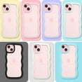 thumbnail image 5 of IPhone 15 Case Wavy Edge Clear Back Design, Anti-Slip Grip Cute Wave Curly Frame Shape Shockproof Soft TPU & Hard Bumper Protective Phone Case Cover for Women Girls, Pink, 5 of 6