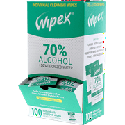 Wipex 70% Isopropyl Alcohol (IPA) Individually Wrap Single Sachet Wipes in Dispenser Box, 1pk of 100 wipes