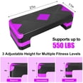 thumbnail image 2 of Adjustable Workout Aerobic Exercise Step Platform, 27-Inch Fitness Step Platform With 4 Stackable Risers, Non-Slip Surface Bench For Home Gym Cardio,Purple, 2 of 8