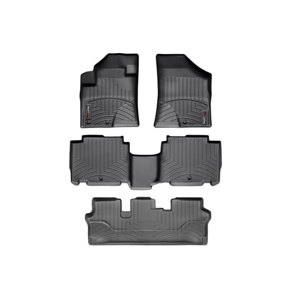 WeatherTech Custom Fit FloorLiners compatible with 2007-2012 Hyundai Veracruz - Complete Set (1st, 2nd, & 3rd Row), Black