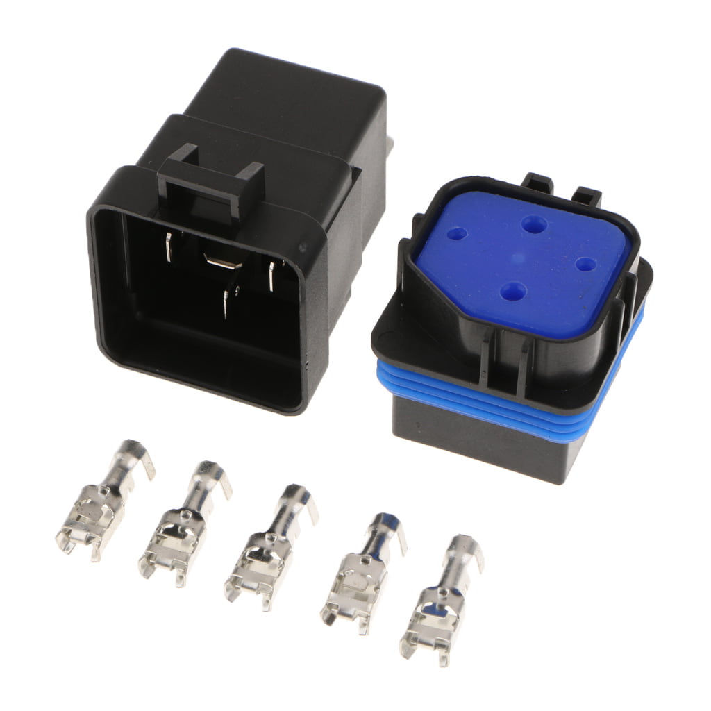 DC 12V 40A Auto Vehicle 4-Pin Waterproof Sealed Integrated Relay Socket Kit 4 Wire 