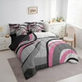 thumbnail image 3 of Feelyou Grey Pink Abstract Ombre Twin Bedding Sets 7-Piece, Square Circle Geometric Bedding Comforter Set, Teen Kid Child Adult Reversible Sheet Sets, Super Cozy Room Decor, 3 of 7