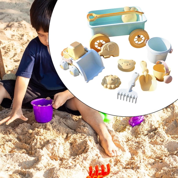Folpus Chariot Jouet Enfant Plage & Sable – Tirer Wagon Bleu Pour Été, Jardin, Intérieur & Activités Plein Air
