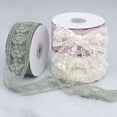 thumbnail image 2 of Nvzi Beige floral embroidery lace ribbon -1 roll, 1.77 inches wide, 5yd long, used for gift packaging, bridal dress decoration, and DIY hair accessories craft supplies, 2 of 4