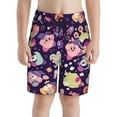thumbnail image 2 of Kirby Character Boy's Board Shorts Teen Swim Trunks Drawstring Quick Dry Beach Shorts Summer Beachwear with Mesh Lining and Pockets, 2 of 8