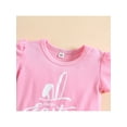 thumbnail image 4 of Newborn Infant Baby Rabbit Romper Flying Sleeve Top+Bunny/Floral Suspender Skirt Shorts Summer Outfits Set, 4 of 9