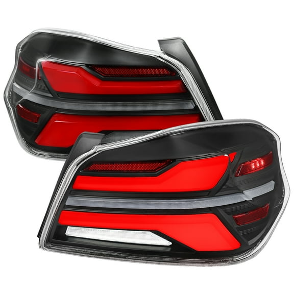 Spec-D Tuning Full LED Black Red Tail Lights w/ Sequential Signal, Startup Animation Compatible with 2015-2021 Subaru WRX and WRX STI