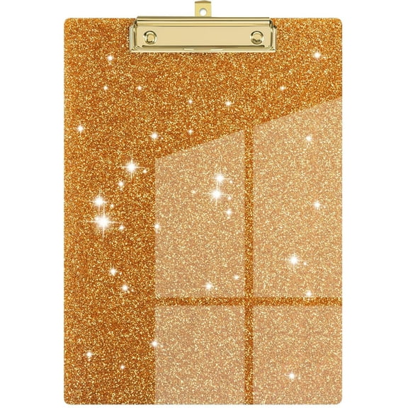 LKXGBMY Acrylic Glitter Clipboards, Sparkly Board with Low Profile Gold Clip, Designed for Teacher and Office Use, Orange