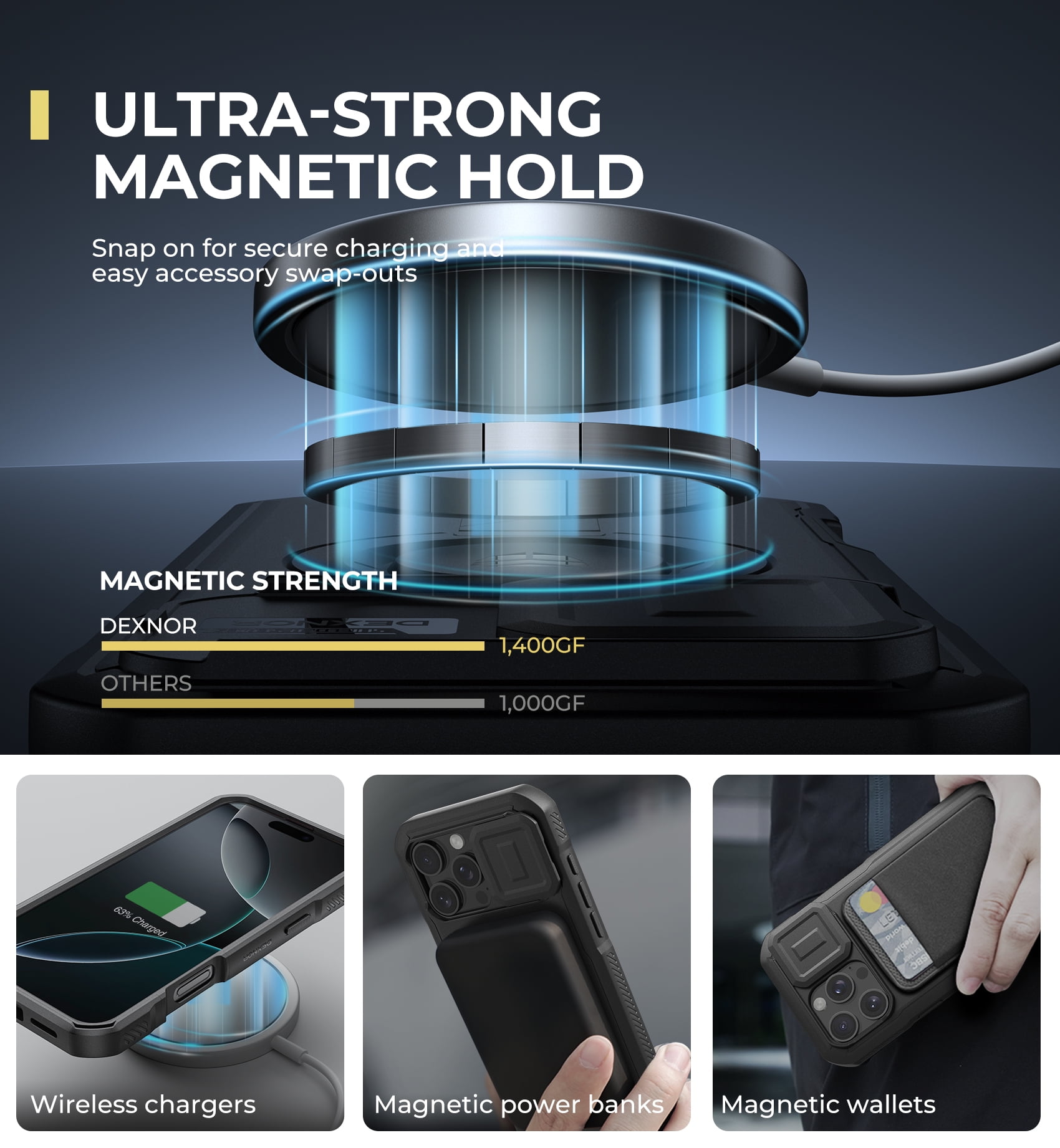 Dexnor for iPhone 16 Pro Max Case with Slide Camera Cover & Adjustable Kickstand & Built-in Screen Protector,Compatible with MagSafe Shockproof Bumper Case Heavy-Duty Magnetic Protective Cover,Black