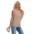 thumbnail image 4 of Ronuti Womens Short Sleeve Tshirts Crew Neck Womens T-shirts with Side Shirring Cruise Clothes for Women Summer Beige T-shirts, 4 of 8