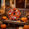 thumbnail image 4 of SHENGXINY Halloween Wreath for Front Door 21.6 in Fall Artificial Maple Leaf Pumpkin Rose Wreaths Home Wall Porch Indoor Decoration, 4 of 6