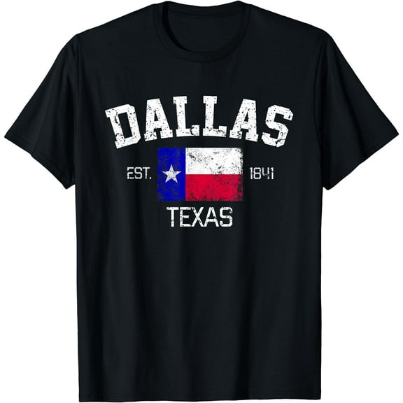 Vintage Dallas Texas Est. 1841 Souvenir Gift T-Shirt Black Small
