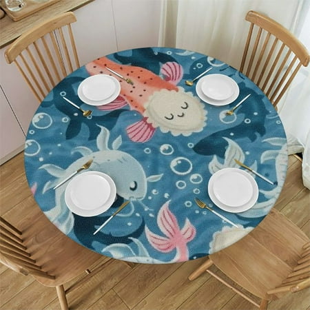 

BCIIG Sea Animals Round Table Cover Stain Resistant Washable for Indoor Outdoor Tablecloth Kitchen Dining Wedding Parties Waterproof Polyester Fiber 54 -58