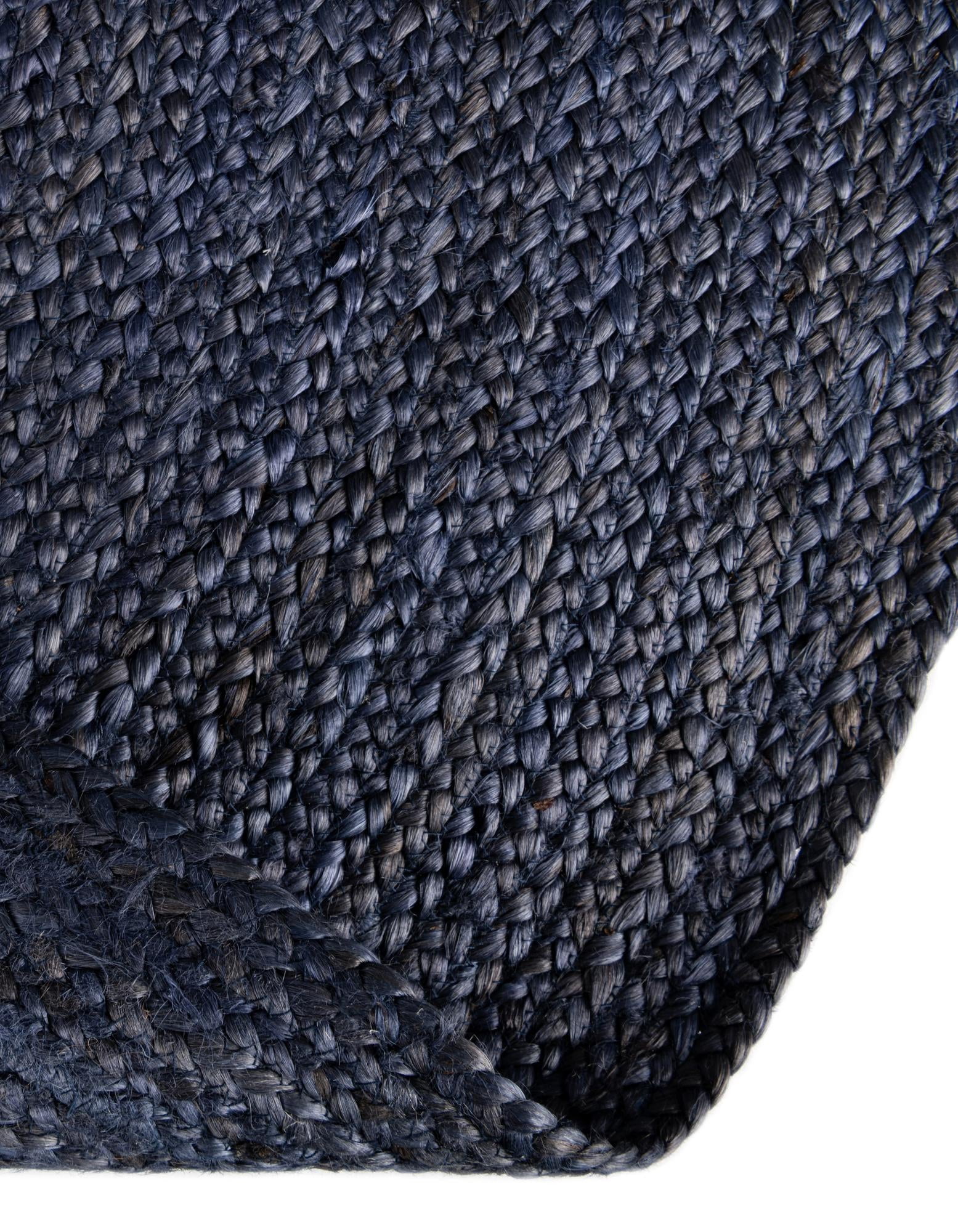 Unique Loom Braided Jute Collection Area Rug - Dhaka (5' 1" Round Navy Blue)