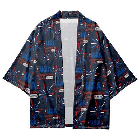 

Independence Day Kimono Robe Cloak Awesome Breathable Attractive Design Beach Cover Shirts for Women for Outdoor