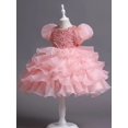 thumbnail image 5 of Little Girls Sequined Party Ball Dress With Big Bow Headband, Kids Special Party Prom Dress, Dance Performance Dress Princess Dr, 5 of 5