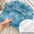 thumbnail image 4 of Queen Size Fitted Sheet Set - Blue Geometric 3 Piece Bedding Sets 16" Deep Pocket Fitted Sheet with 2 Pillowcases, Country Chic Abstract Gradient Motifs Brushed Microfiber Hotel Luxury Bed Sheets, 4 of 9