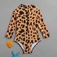 thumbnail image 4 of WAYUTE Swimsuit for Girls Toddler Kids Leopard Printed One Piece Bathing Suit Long Sleeves Sun Protection Summer Vacation, 4 of 6