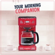 Nostalgia Retro Coffee Maker, 12-Cup Programmable Vintage Coffee Machine with Anti-Drip Carafe, Red