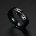 thumbnail image 3 of 6MM Black Polished Band Men Womens 316 Stainless Steel Wedding CZ Ring Size 6-12, 3 of 5
