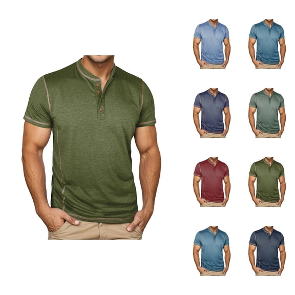 Henley Shirts for Men Summer Casual Short Sleeve Soft Breathable Relaxed Fit Henley Tshirts Mens Tees