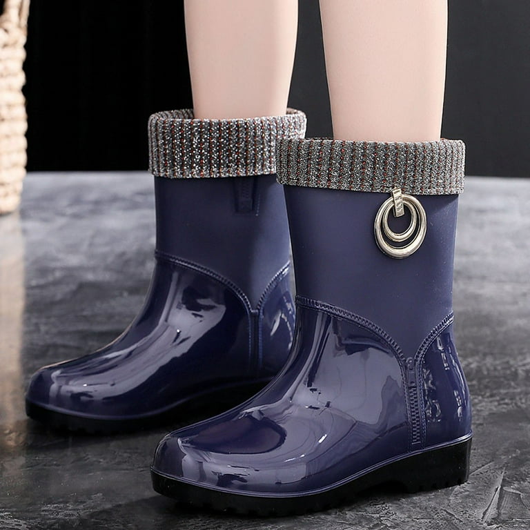 Punk Style Mid Warm Mid Rain Boots Women Snow Boots Women s Non Slip Gumboots for Kids Rain Boots Outdoor Water Womens Shoes And Boots Shoes Custom Wear Rain Shoes for Women Size 9