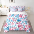 thumbnail image 2 of jejeloiu Cartoon Cute Floral 7pcs Bedding Comforter Set,Kawaii Flowers Blossom Queen Bedding Sets,Pink Blue White Queen Sheet Sets For Girl,Ultra Soft Home Decor Reversible, 2 of 8