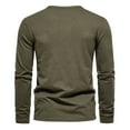thumbnail image 4 of WREESH Men's Fashion Henley Shirts Solid Color Casual Pullover Long Sleeve Round Neck T-Shirt Tops Blouse Olive Green, 4 of 5