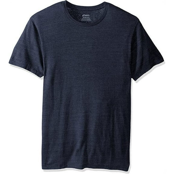 ASICS Men Team Tech Tee Round Neck Short Sleeve T-Shirt, Navy Heather Gray, 2XL