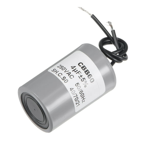 Uxcell 54x34mm 4uF 250V AC 50/60Hz 2 Wires Cylinder CBB60 Run Capacitor