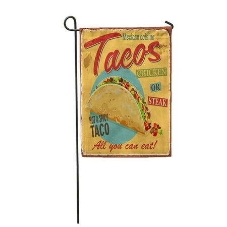 Patio Beef SIDONKU Aged Vintage Tacos Metal Sign Beef Cheese Chili Cook Delicious Garden Flag Decorative Flag House Banner 28x40 inch ()