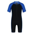 thumbnail image 1 of Sxiwei Kids Girls Boys One Piece Rashguard Zip Sun Protection Swimsuit Swimwear UPF 50+ Wetsuit Blue&Black 4, 1 of 7