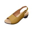 thumbnail image 3 of Domuza Womens Summer Sandals Fashion Open Toe Buckle Strap Low Chunky Heel Shoes Ladies Elegant Work Travel Beach Sandals Yellow 8.5（EU-41）, 3 of 4
