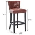 thumbnail image 3 of S-HOME Leather Upholstered Bar Stools Set of 2 Brown Fixed Height 29.5 Inch Chairs for Kitchen and Dining, 3 of 10