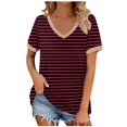 thumbnail image 2 of gakvbuo Plus Size Summer Tops For Women Tops Dressy Casual Tunic Tops To Wear With Leggings Women's Patchwork Short Sleeve Tops V Neck Casual Packets Shirts Loose Blouse, 2 of 5
