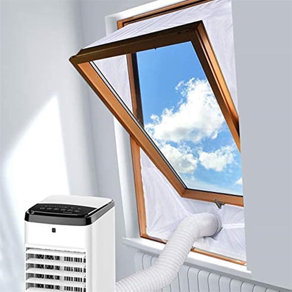 Universal Air Conditioner Window Seal Kit, Industrial Adhesive, No Drill, Self-Locking Zipper, Strong Seal & Clean Removal, Waterproof for Air Conditioner/Tumble Dryer/Dehumidifiers