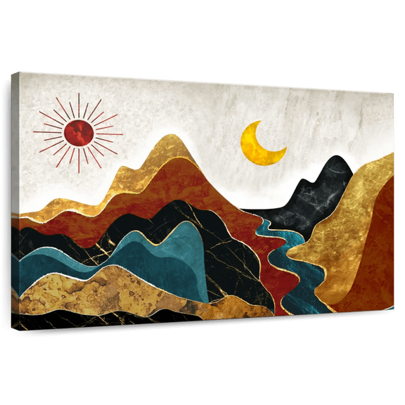 Elephant Stock Textured Mountain Landscape Abstract Wall Art - Horizontal Canvas Wall Art - Living Room Wall Decor - Nature Canvas - Red And Black Decor - 12" x 8"