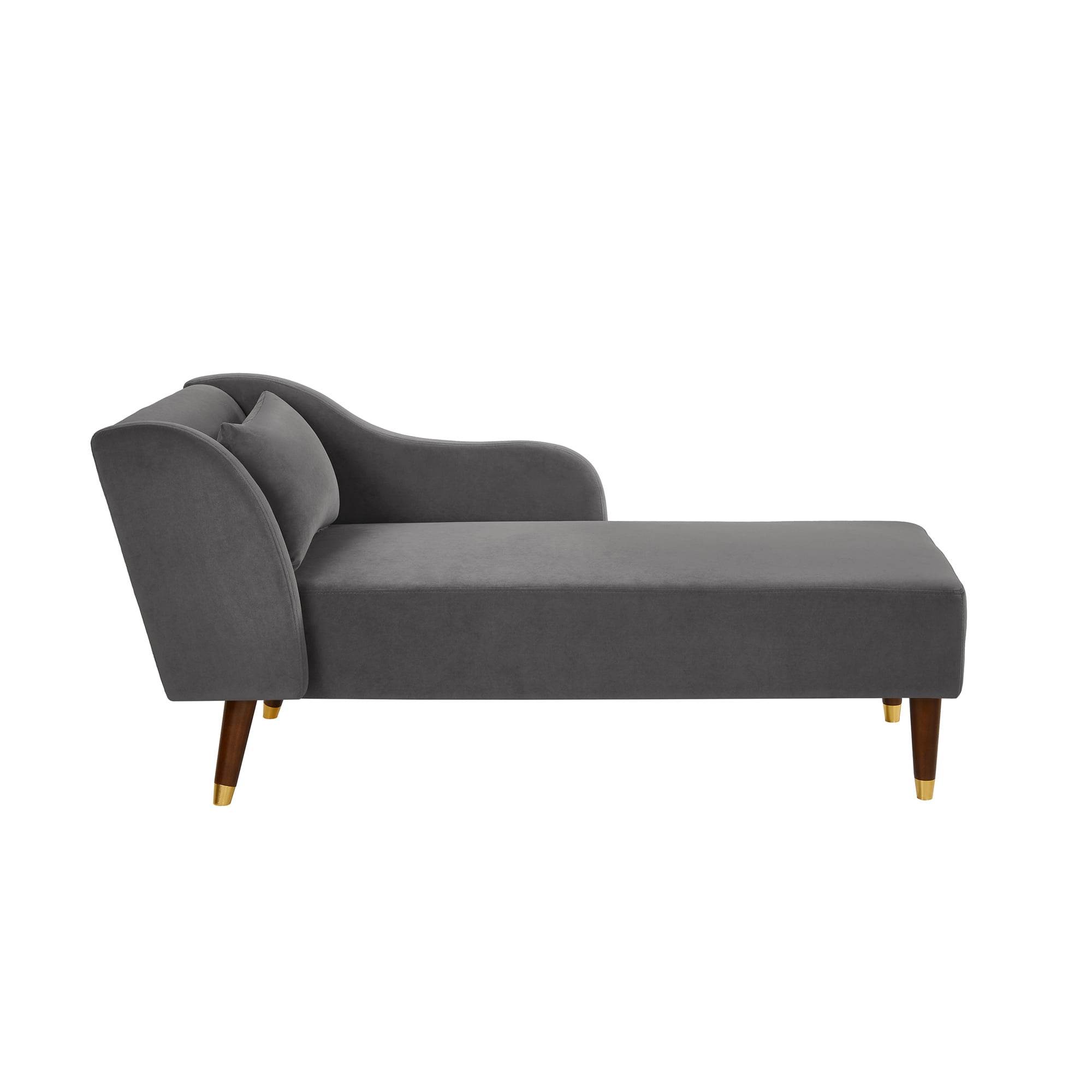 Aukfa 58" Velvet Chaise Lounge Indoor Upholstered Sofa w/ Pillow for Living Room Bedroom, Gray