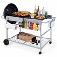 thumbnail image 1 of Costway Outdoor Grill Table for 18” & 22” Weber Original Kettle with Wire Rack, Garbage Can, 1 of 10