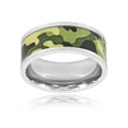 thumbnail image 3 of West Coast Jewelry Men's Polished Green Camouflage Inlay Steel Ring (9mm), 3 of 4