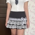 thumbnail image 4 of Vjnyvs Women Piano Mini Skirts Y2k Cake Skirt Black White Spliced Skirts Cute Dot Lace Skirts High Waisted Short Skirts Whimsy Twee Skirt Elastic Waist Skirt, 4 of 7