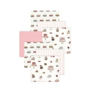 Little Treasure Hudson Baby Girls Cotton Poly Flannel Receiving Blankets 7-Pack, Pink Sweet Bakery, 30x30 inches