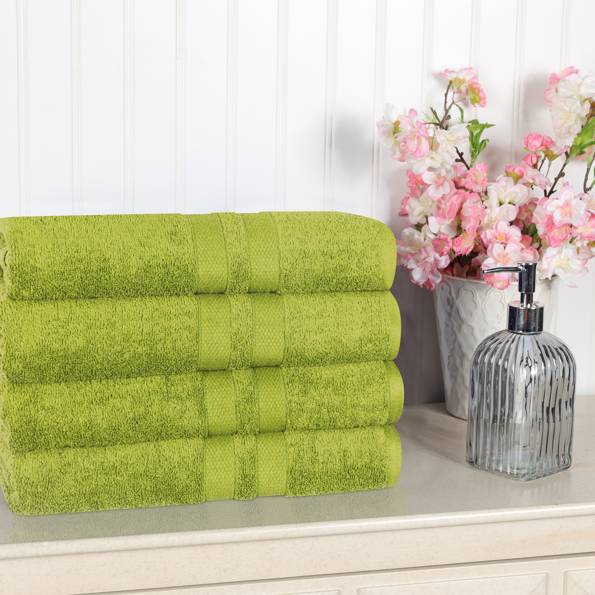 BNM UltraSoft Cotton Bath Towel Set, 4 Pieces, Celery