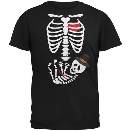Pilgrim Baby Pregnant Skeleton Halloween Costume T-Shirt