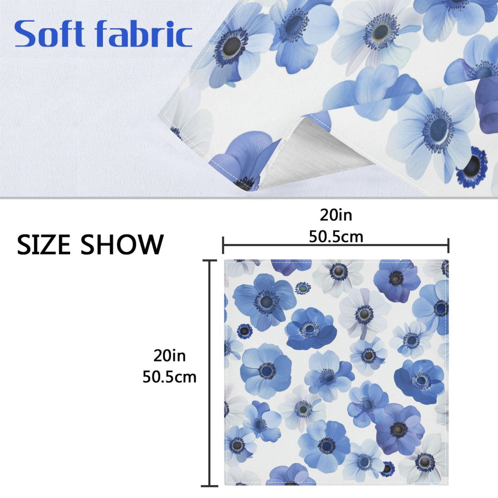 JSTEL Anemone Flowers Floral Cloth Napkins Set of 6, 20x20 Inch Washable and Reusable Napkin for Decoupage Dinner Party Everyday Use
