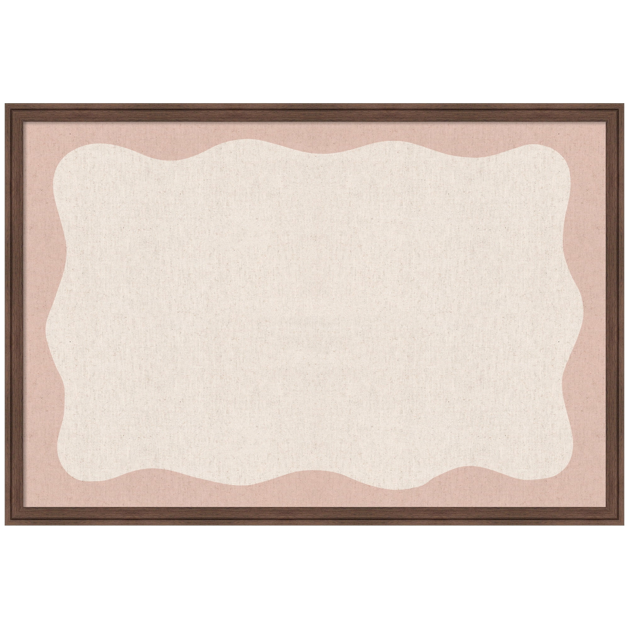 Kate and Laurel Framed Fabric Pinboard 38 x 26,  Printed Linen Classic Bulletin Board for Use as a Vision Board or Wall Organization, Florence Medium Brown Frame
