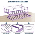 thumbnail image 4 of Bingirl Cadre de Lit de Jour en Métal Format Simple avec Tiroir-Lit : Lattes en Métal Robustes, Base de Matelas, Canapé-Lit Plateforme, Roulettes Verrouillables, pour Salon, Chambre, Chambre d'Amis, Violet, 4 of 8
