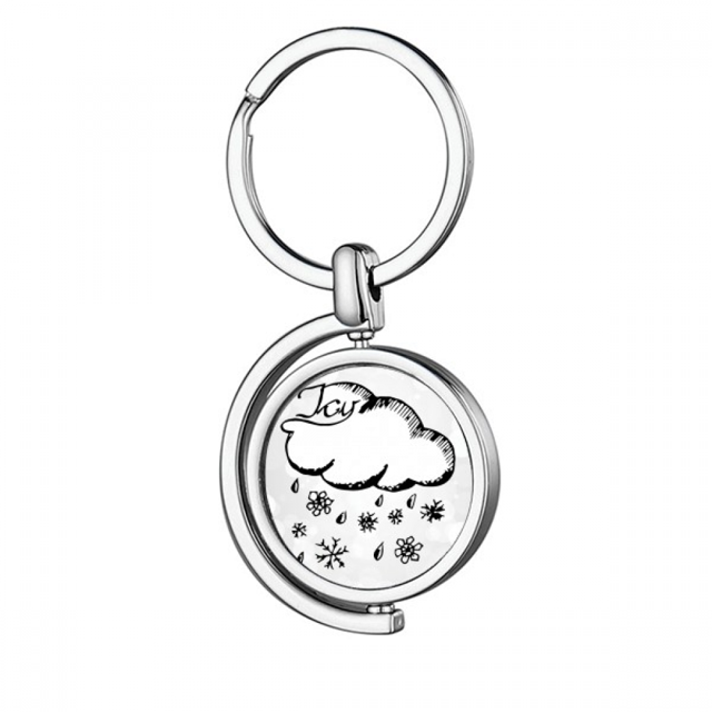Copo de nieve nubes patron pintado a mano Rotating keychain Metal Keyring Holder